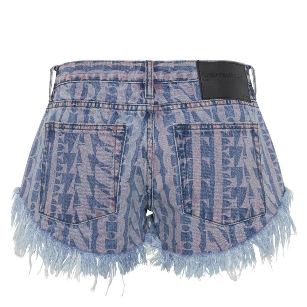 One Teaspoon Dukes Denim Shorts, Pacifica Print, Size 32 Boho Low Waist Shorts - Picture 12 of 14
